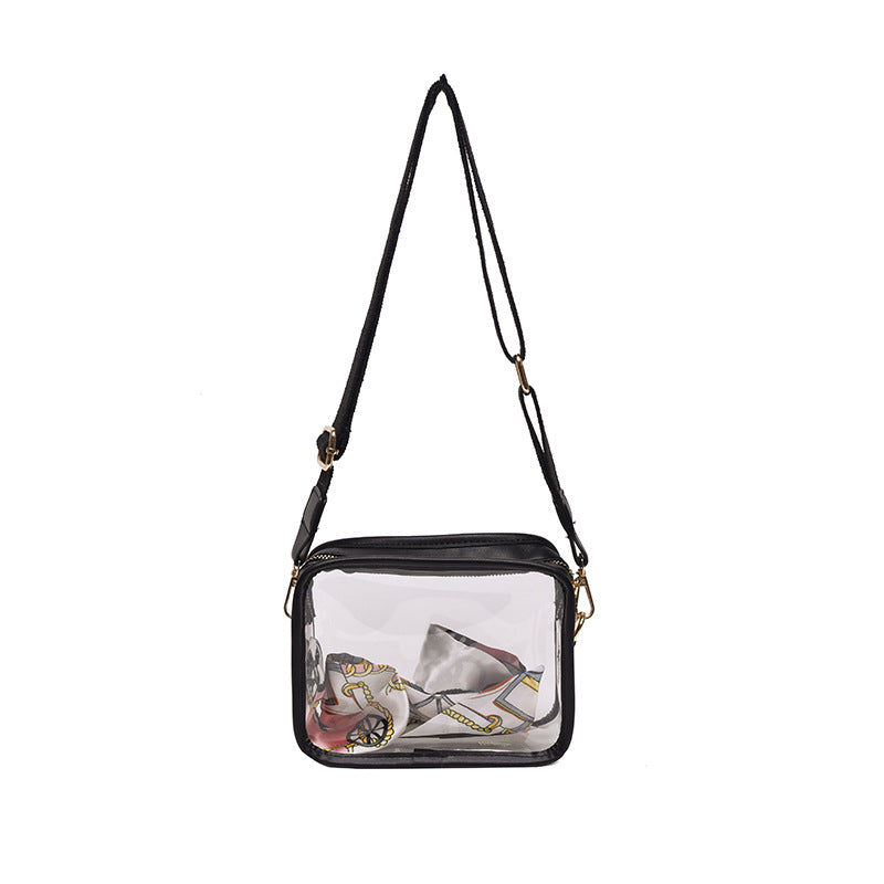Diagonal Crossbody PVC Phone Bag with Wide Shoulder Strap